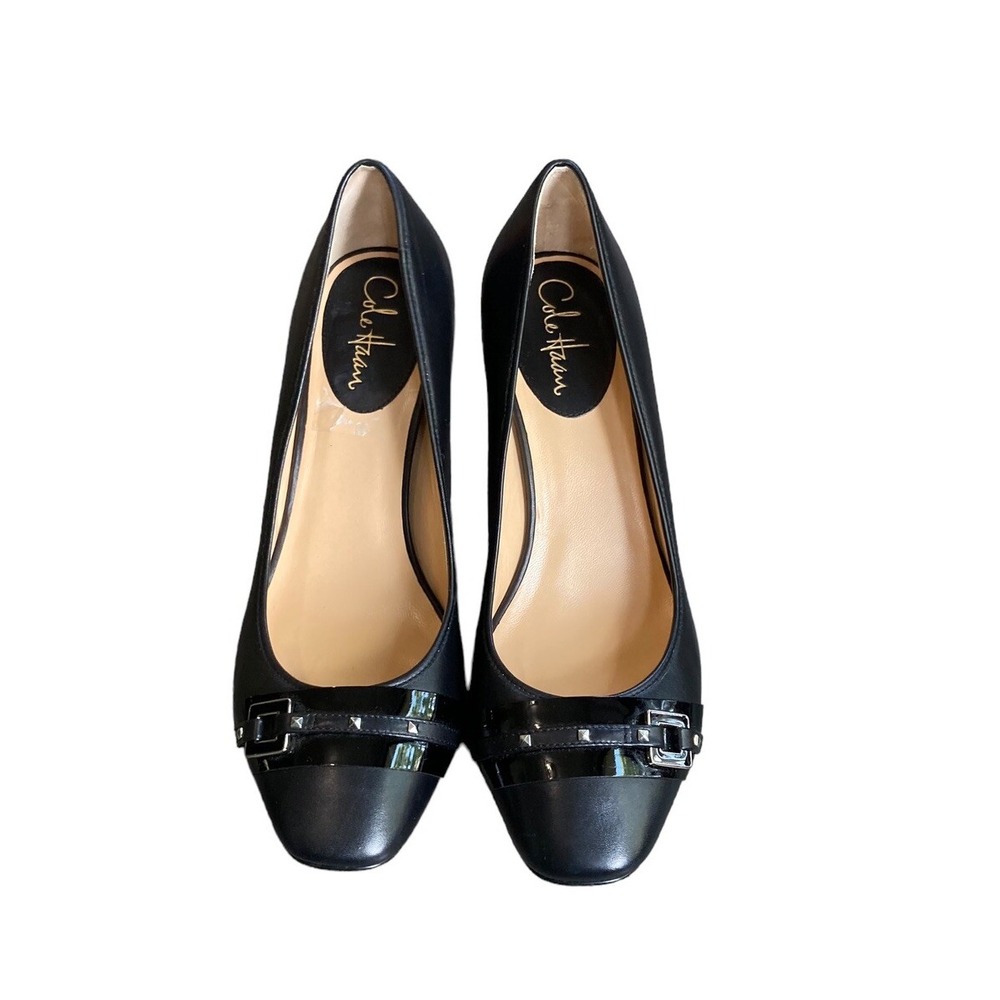 Cole Haan Women's Black Leather Heels Size 10.5 Old Money Career Buckle - Picture 3 of 7